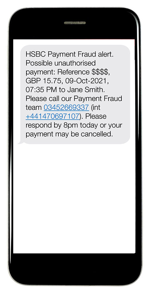 Please immediately call Fraud on 03452669337 (intl +441470697107) ref: $$$$$$$$ to discuss payment for £999999.99 on 25/05. Open 8am-8pm Mon-Fri, 8am-6pm Sat-Sun. Do not reply by SMS.