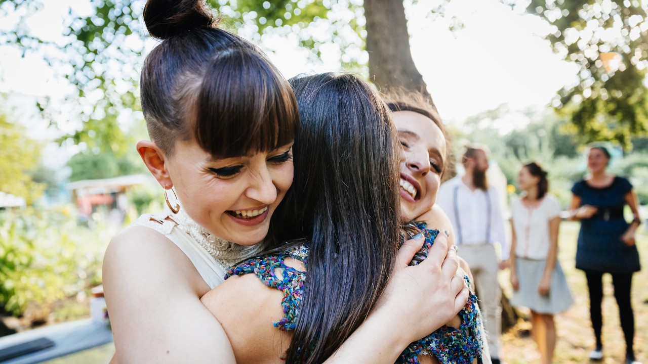 Friends hugging
