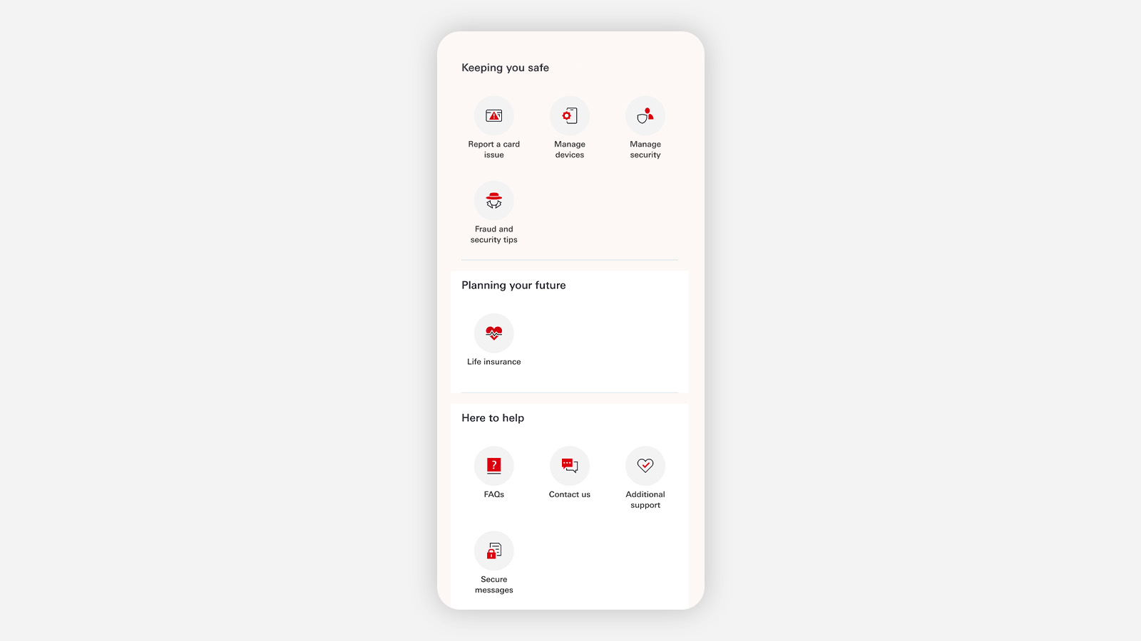 the HSBC UK App shortcuts section